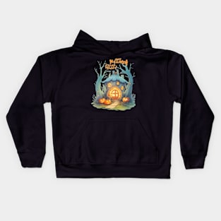 Enchanted forest halloween Pumpkin Sticker Kids Hoodie